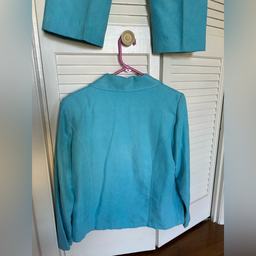 Women’s Drapers & Damons Aqua 2 piece Jacket and Pants Pantsuit Size Medium - Picture 5 of 7